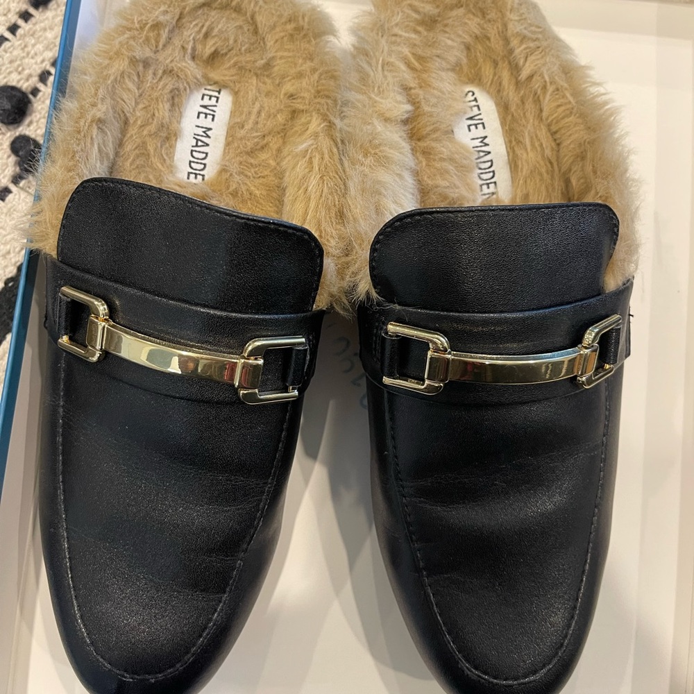 Steve Madden fur lined mules